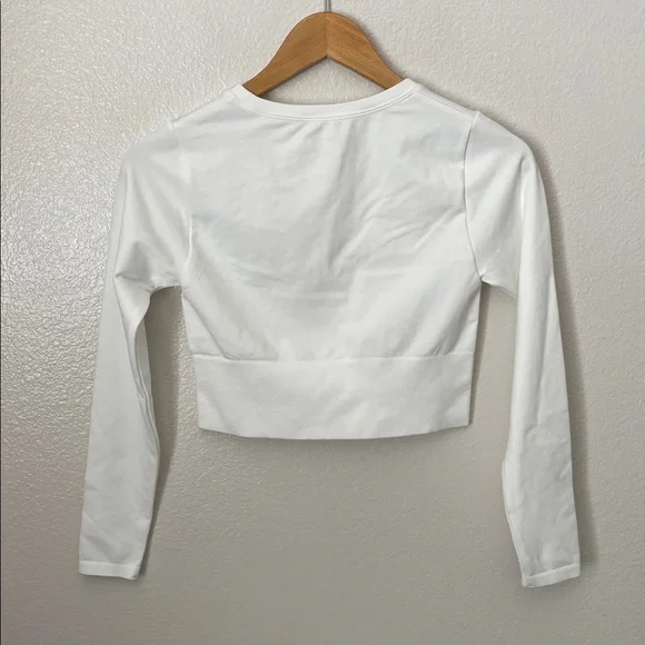 New NWT aerie offline white crop long sleeve athletic top S - Picture 4 of 7